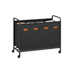 Wasmand met wielen en 2 vakken – Staal en stof – Inktzwart