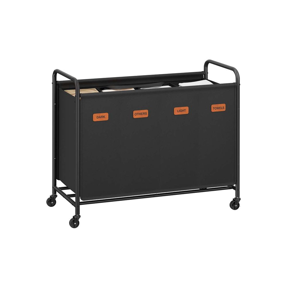 Wasmand met wielen en 2 vakken – Staal en stof – Inktzwart