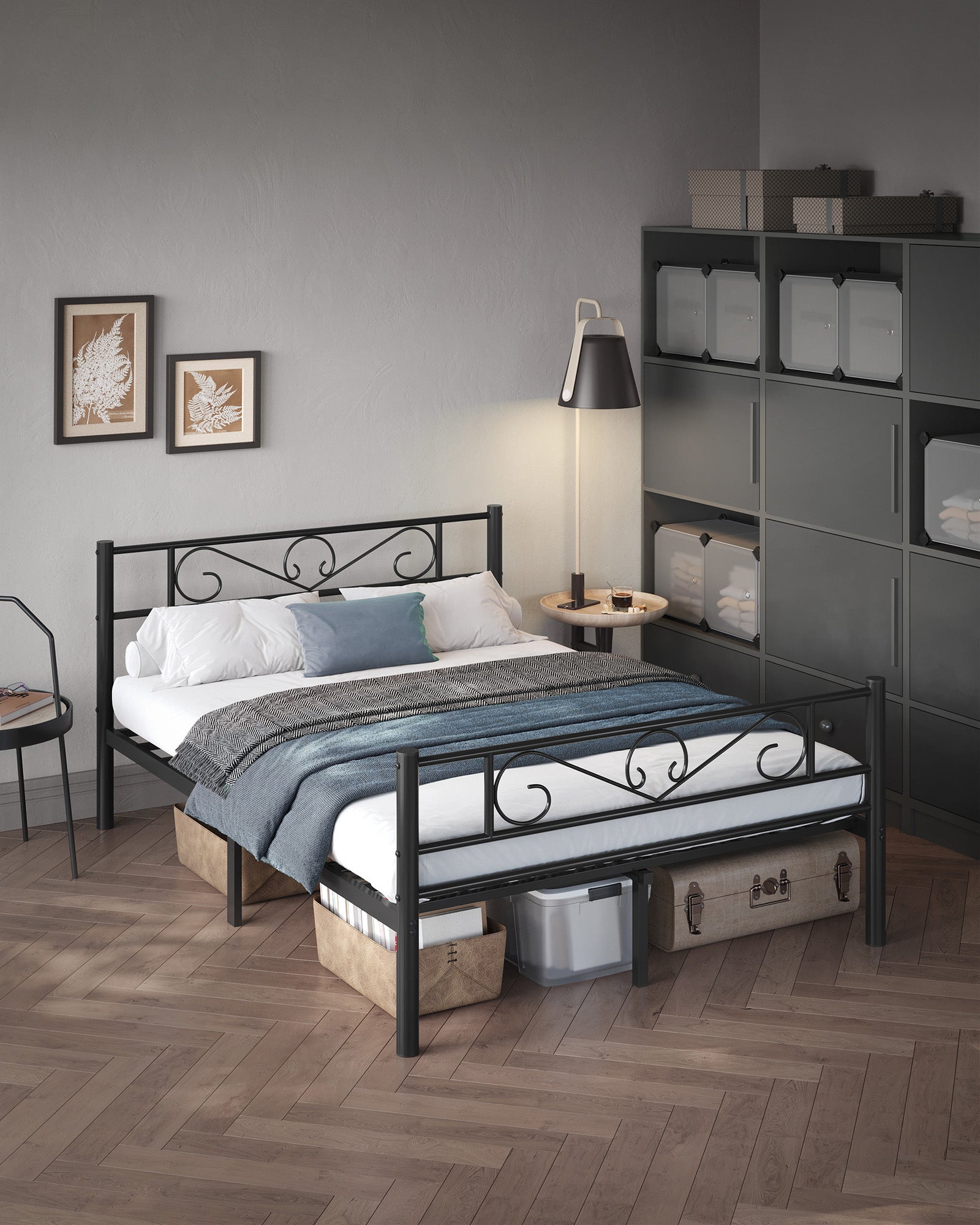 Bed 140 x 200 cm – stevig gepoedercoat metaal – inktzwart