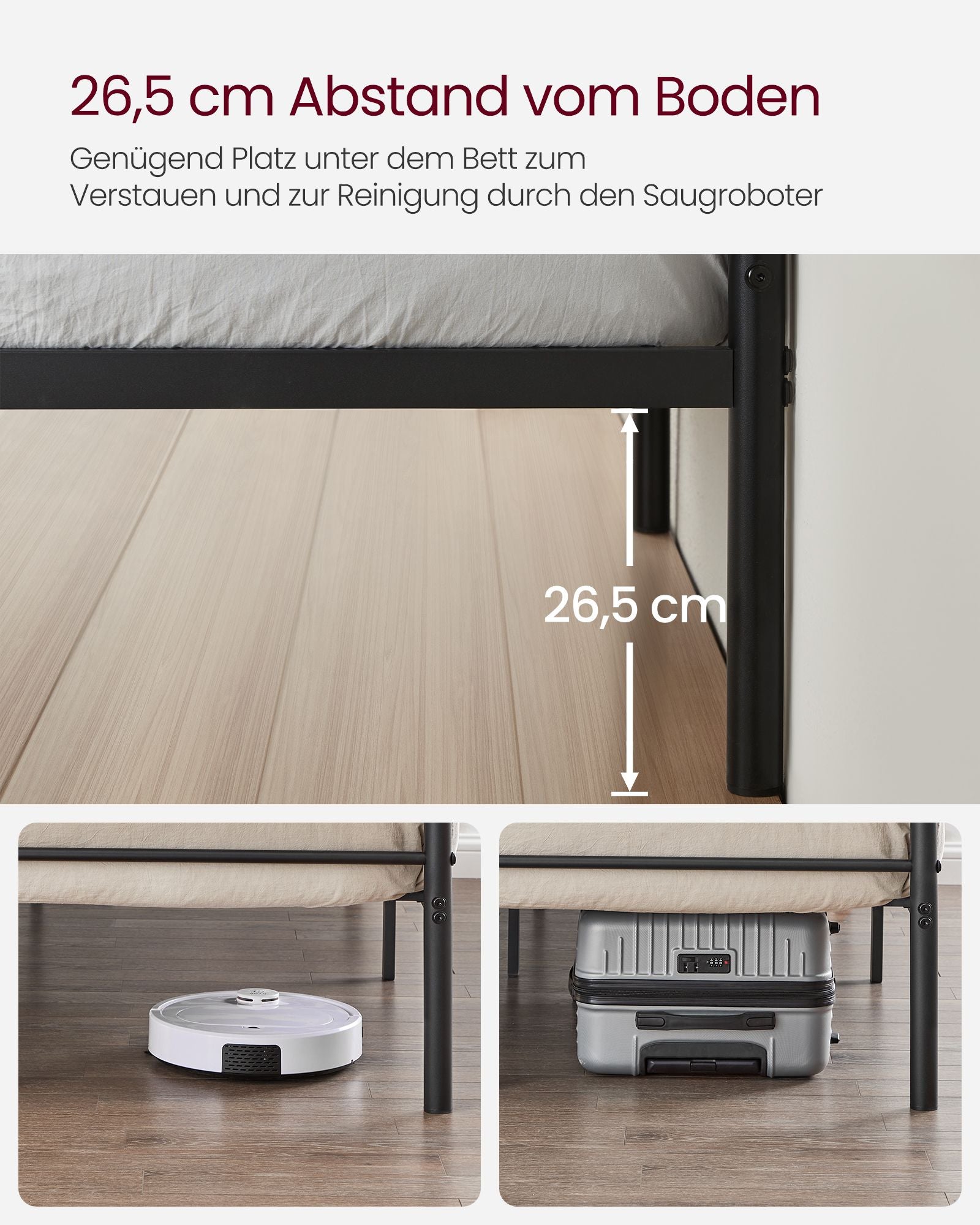 Bed 140 x 200 cm – stevig gepoedercoat metaal – inktzwart