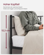 Bed 140 x 200 cm – stevig gepoedercoat metaal – inktzwart