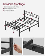 Bed 140 x 200 cm – stevig gepoedercoat metaal – inktzwart