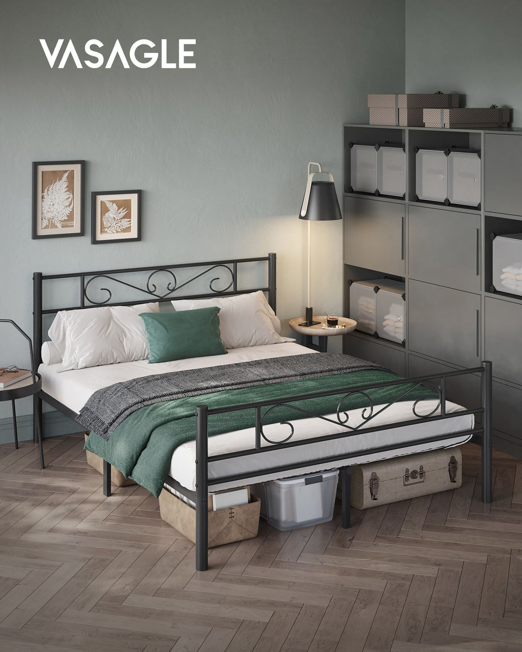 Eenpersoonsbedframe van zwart metaal