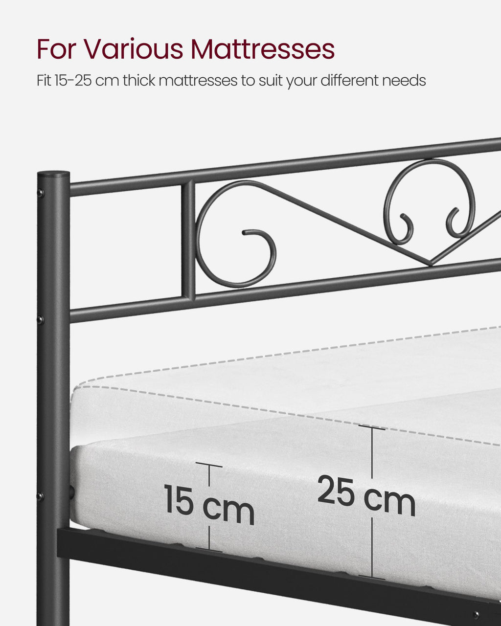 Eenpersoonsbedframe van zwart metaal