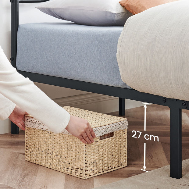 Tweepersoonsbed – Stabiel metalen frame – Zwart