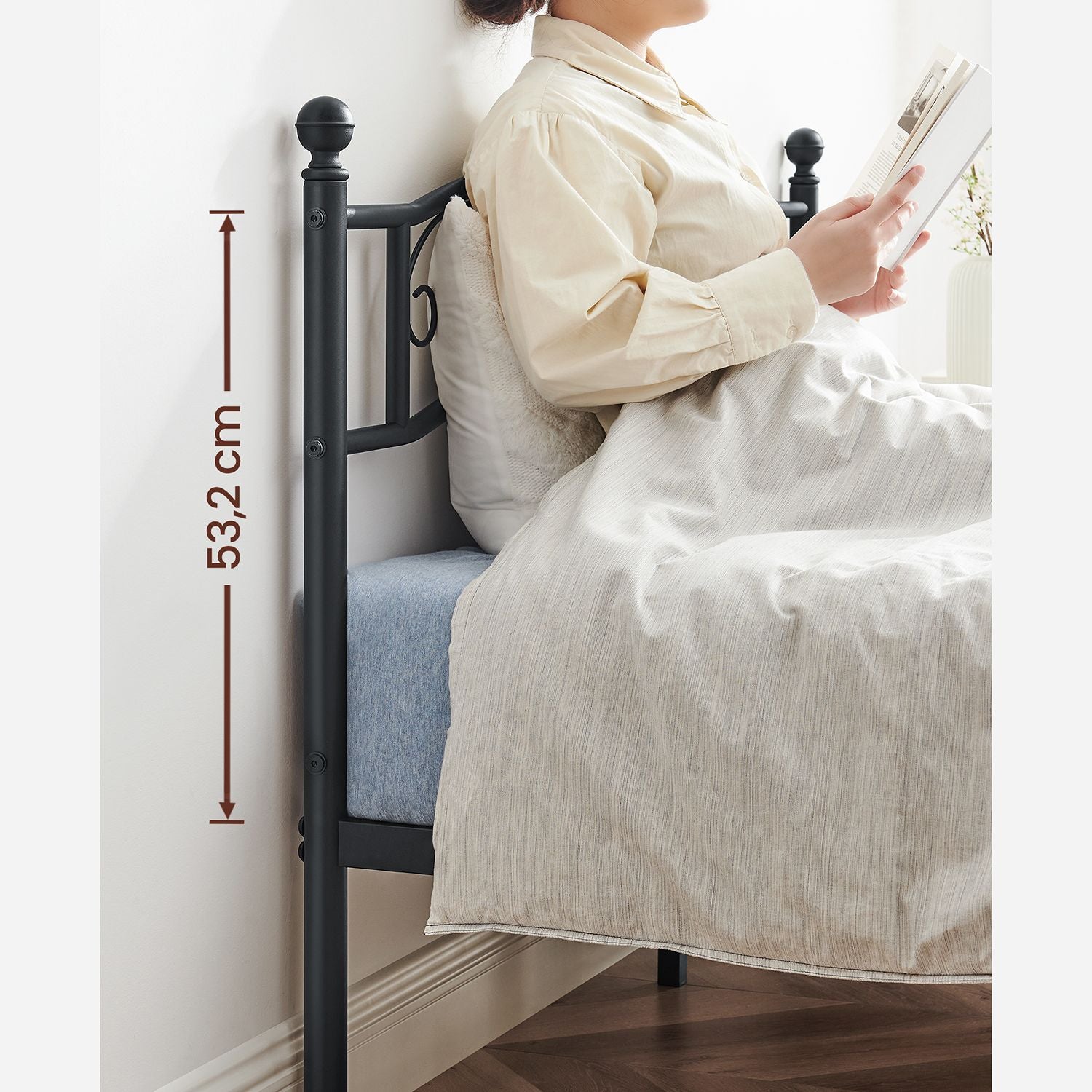 Tweepersoonsbed – Stabiel metalen frame – Zwart