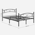 Tweepersoonsbed - Metalen bedframe - 140 x 200 cm - Zwart