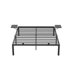 Bed - Tweepersoonsbed - Met opbergplanken - 140 x 190 cm - Metalen frame - Zwart