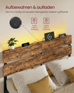 Bedframe 140 x 200 cm – LED-Verlichting en USB-Aansluitingen – Opbergruimte – Metaal – Vintage Bruin en Zwart