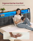 Metalen Bed - 160 x 200 cm - Met Opbergruimte - Ledverlichting - Matzwart