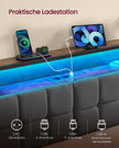 Metalen Bed - 160 x 200 cm - Met Opbergruimte - Ledverlichting - Matzwart