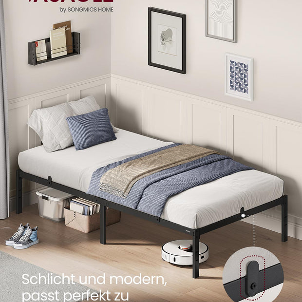 Eenpersoonsbedframe – Modern ontwerp – Staal – Inktzwart
