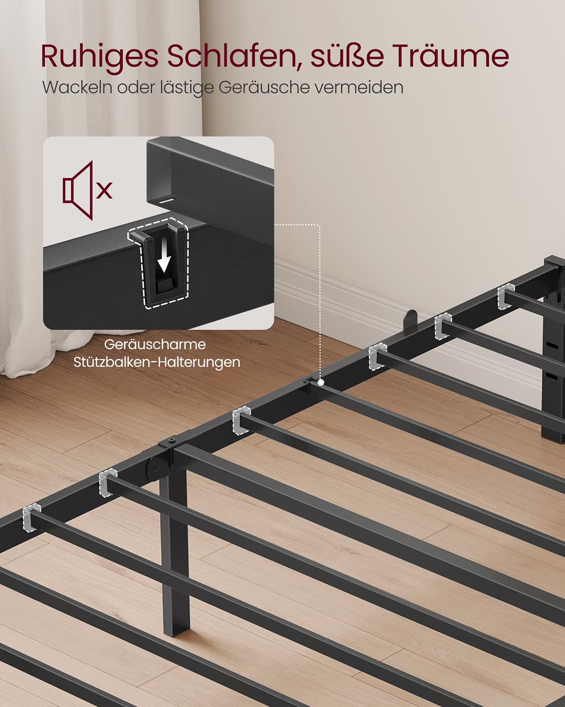 Eenpersoonsbedframe – Modern ontwerp – Staal – Inktzwart