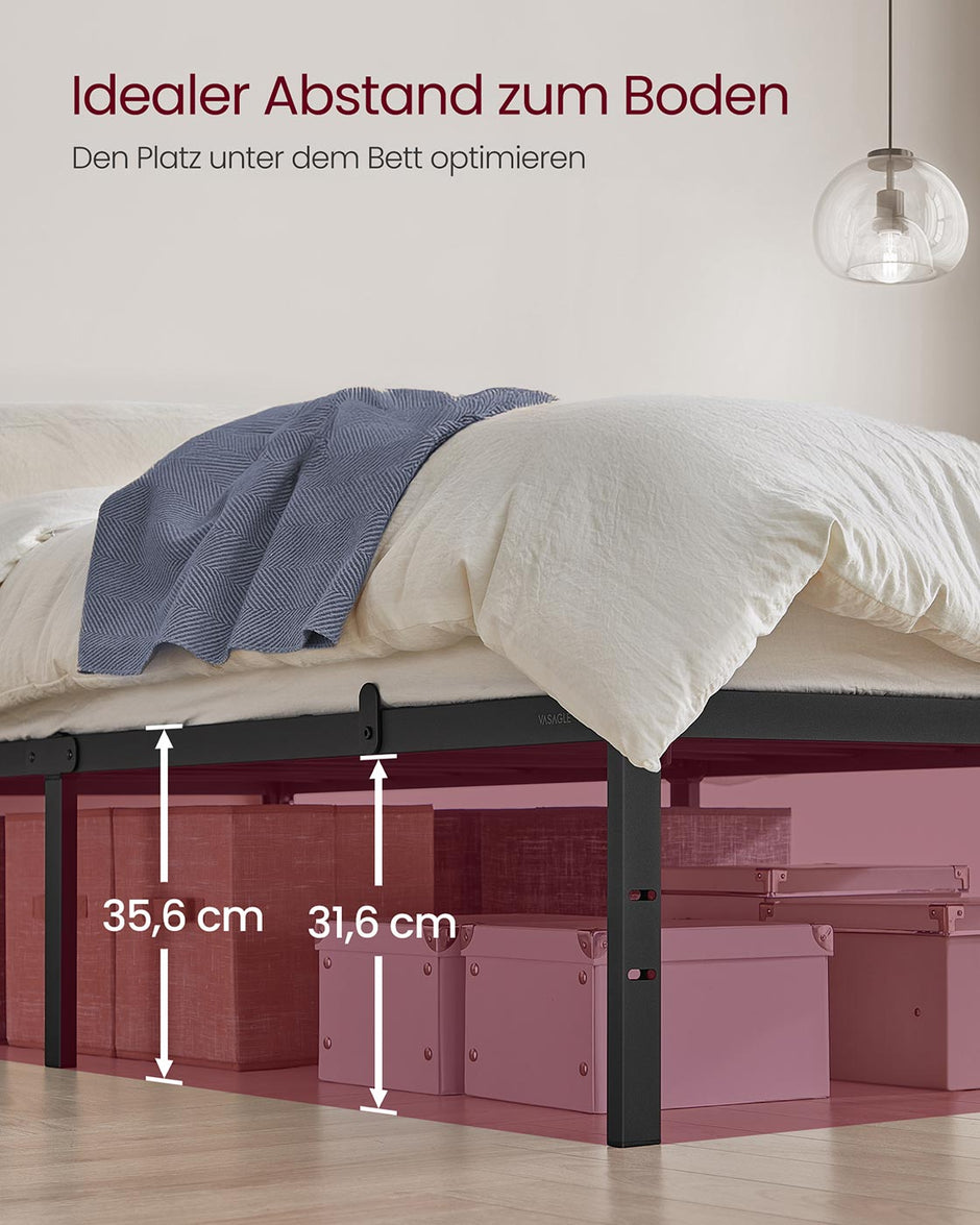 Eenpersoonsbedframe – Modern ontwerp – Staal – Inktzwart