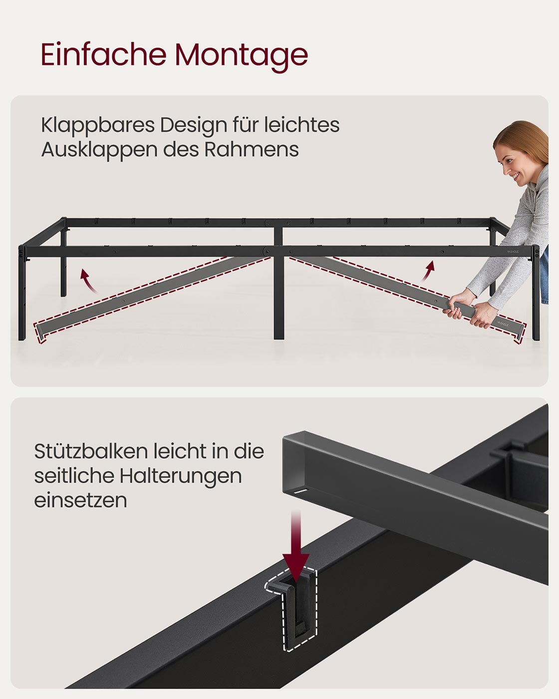 Eenpersoonsbedframe – Modern ontwerp – Staal – Inktzwart