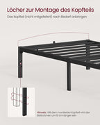Eenpersoonsbedframe – Modern ontwerp – Staal – Inktzwart