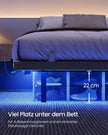 Bedframe - 200 x 90 x 26 cm - zwevend effect - ledverlichting - afneembaar stekkerblok - 2 stopcontacten - 1 USB-C-poort - 2 USB-A-poorten - inktzwart - maximaal draagvermogen 250 kg