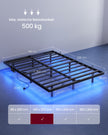 Bedframe - 200 x 140 x 26 cm - zwevend effect - ledverlichting - afneembare stekkerdoos met 2 stopcontacten, 1 USB-C-poort en 2 USB-A-poorten - maximaal draagvermogen 500 kg - inktzwart