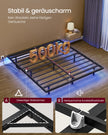 Bedframe - 180 x 200 cm - Zwevend effect - LED-verlichting - Afneembare stekkerdoos - 2 stopcontacten - 1 USB-C-poort - 2 USB-A-poorten - Inktzwart - Draagvermogen tot 500 kg