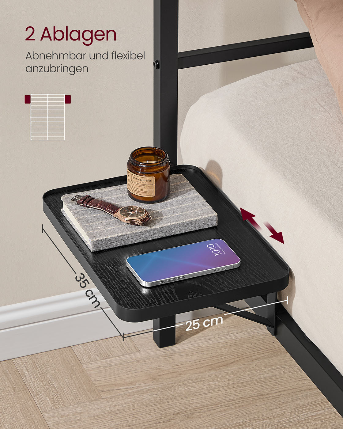 Tweepersoonsbedframe met matzwart hoofdbord – Staal – Mat zwart