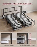 Tweepersoonsbedframe met matzwart hoofdbord – Staal – Mat zwart