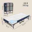 Opklapbed – 90 x 200 cm – Met 13 cm Matras – Op Wieltjes – Tot 250 kg – Blauw