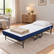 Opklapbed – 90 x 200 cm – Met 13 cm Matras – Op Wieltjes – Tot 250 kg – Blauw