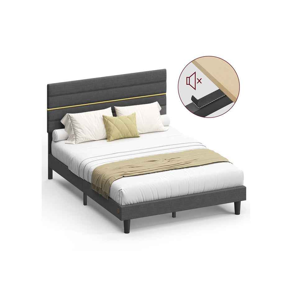 Bedframe 140 x 200 cm – Stevig en stijlvol – Leigrijs