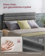 Bedframe 140 x 200 cm – Stevig en stijlvol – Leigrijs