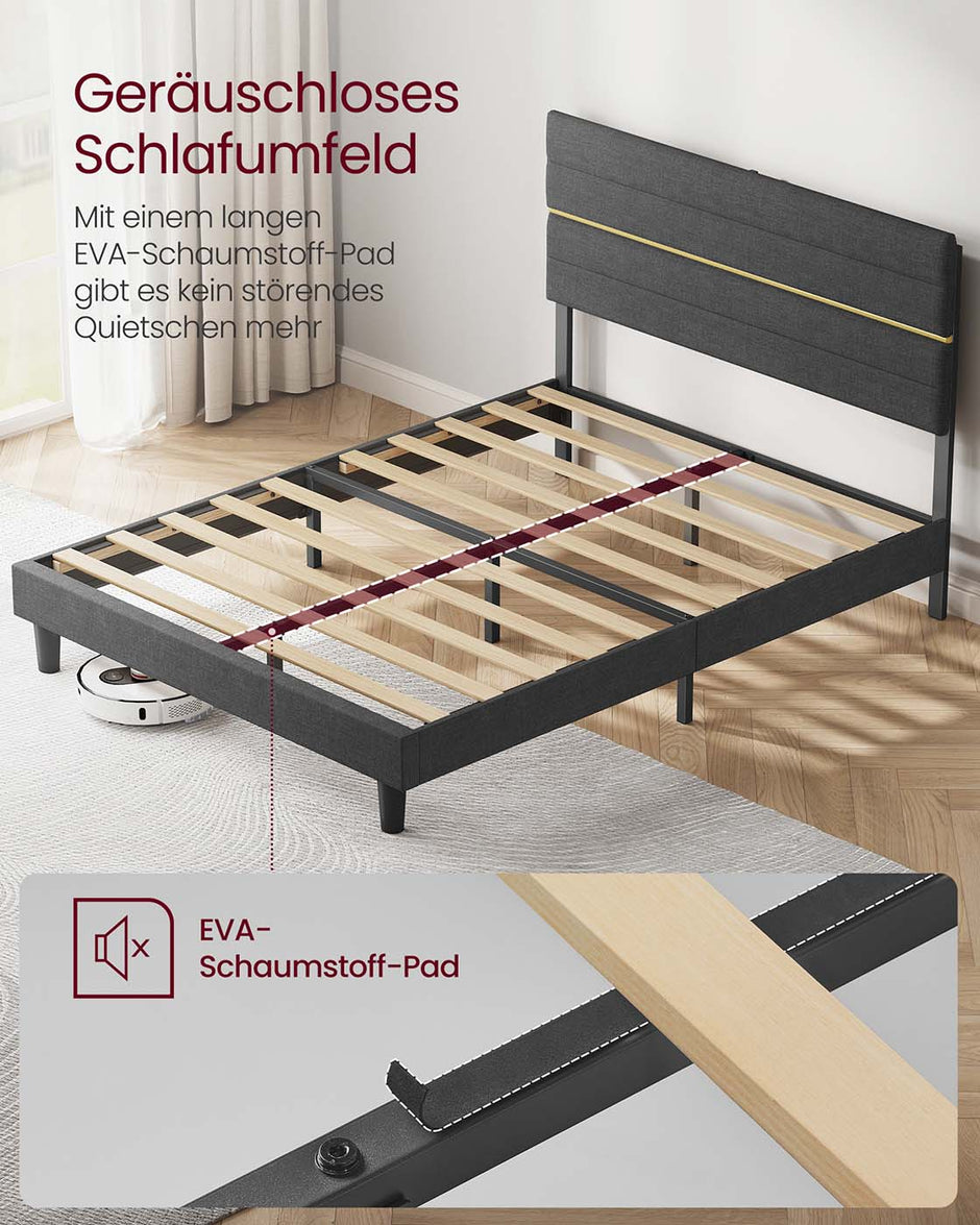 Bedframe 140 x 200 cm – Stevig en stijlvol – Leigrijs