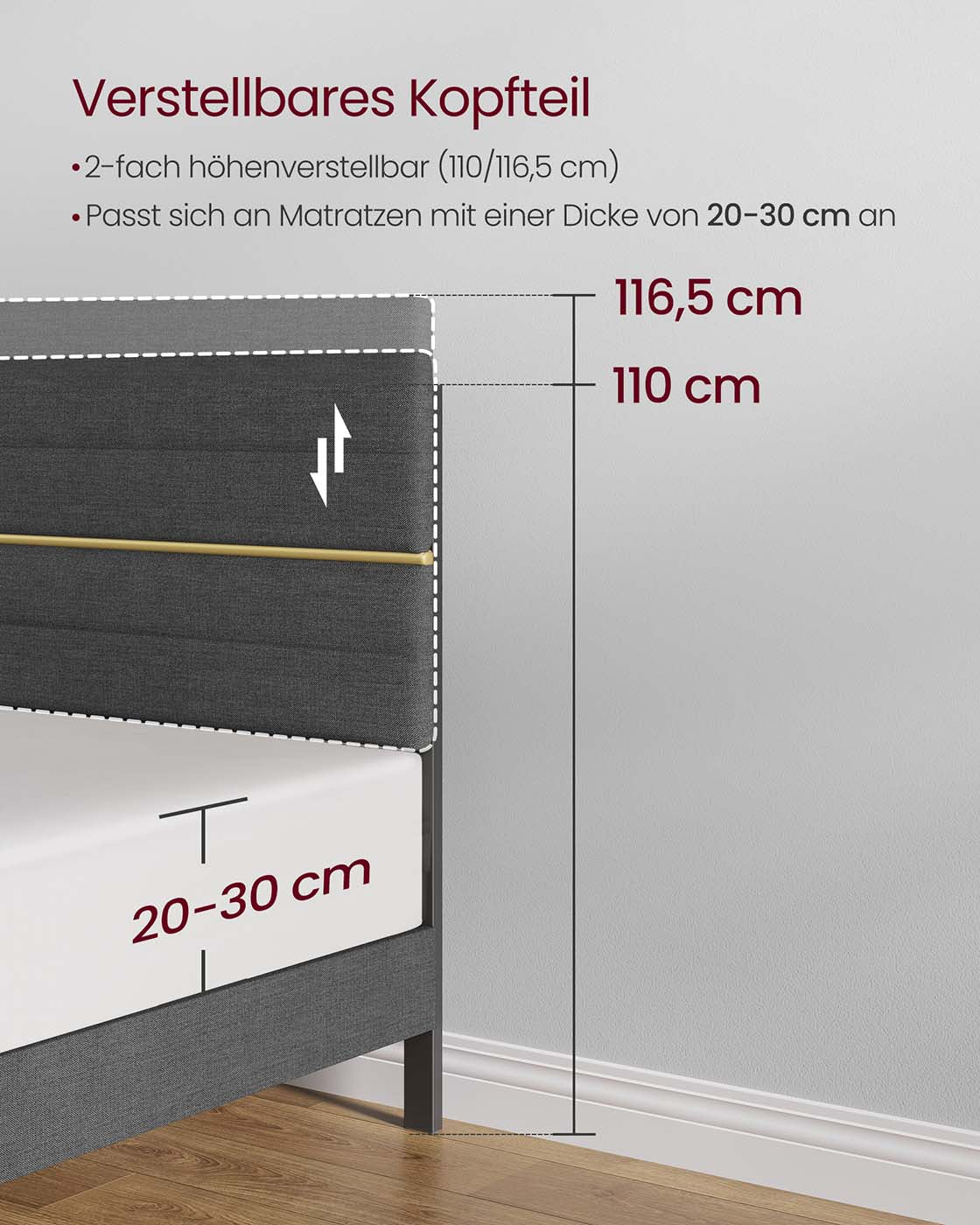 Bedframe 140 x 200 cm – Stevig en stijlvol – Leigrijs