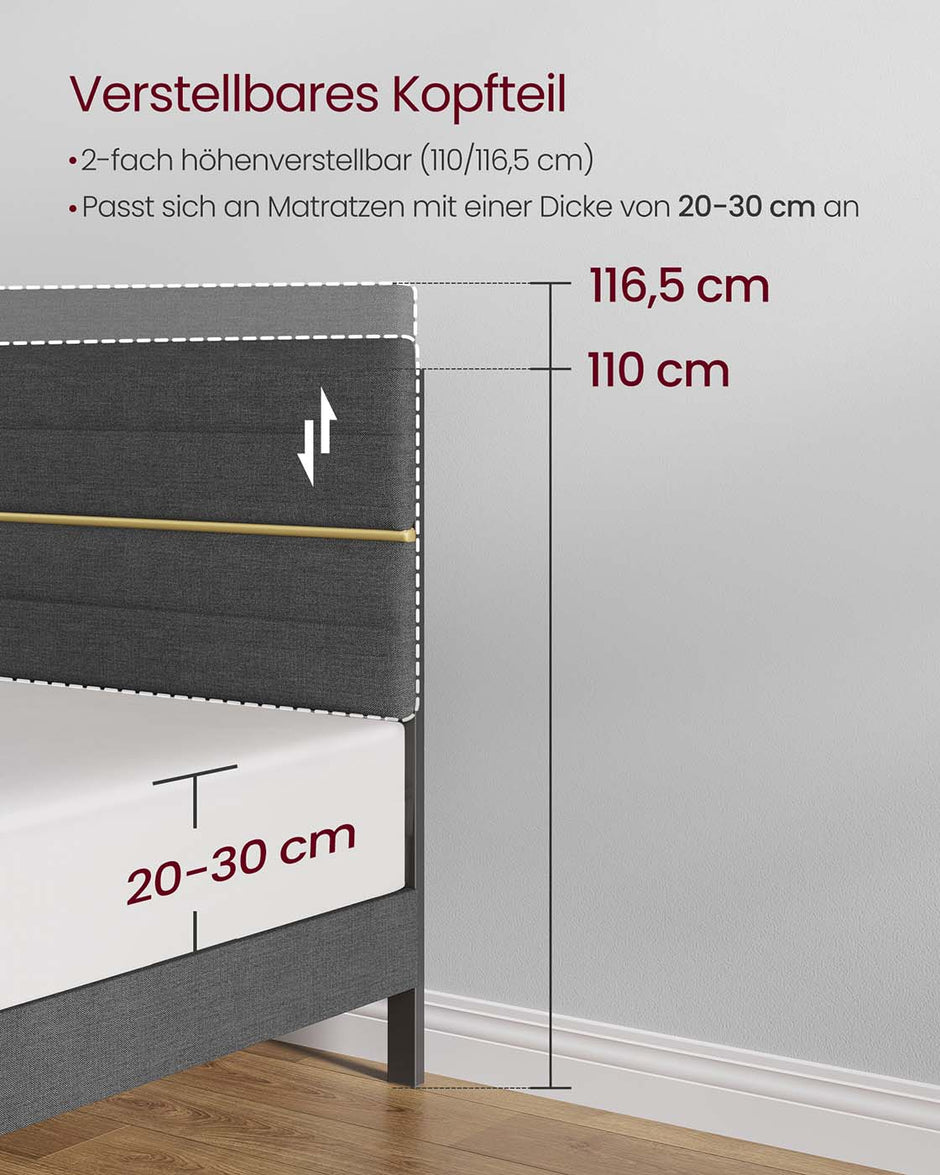 Bedframe 140 x 200 cm – Stevig en stijlvol – Leigrijs