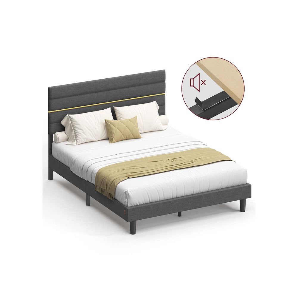 Bedframe 140 x 200 cm – Stevig en stijlvol – Leigrijs