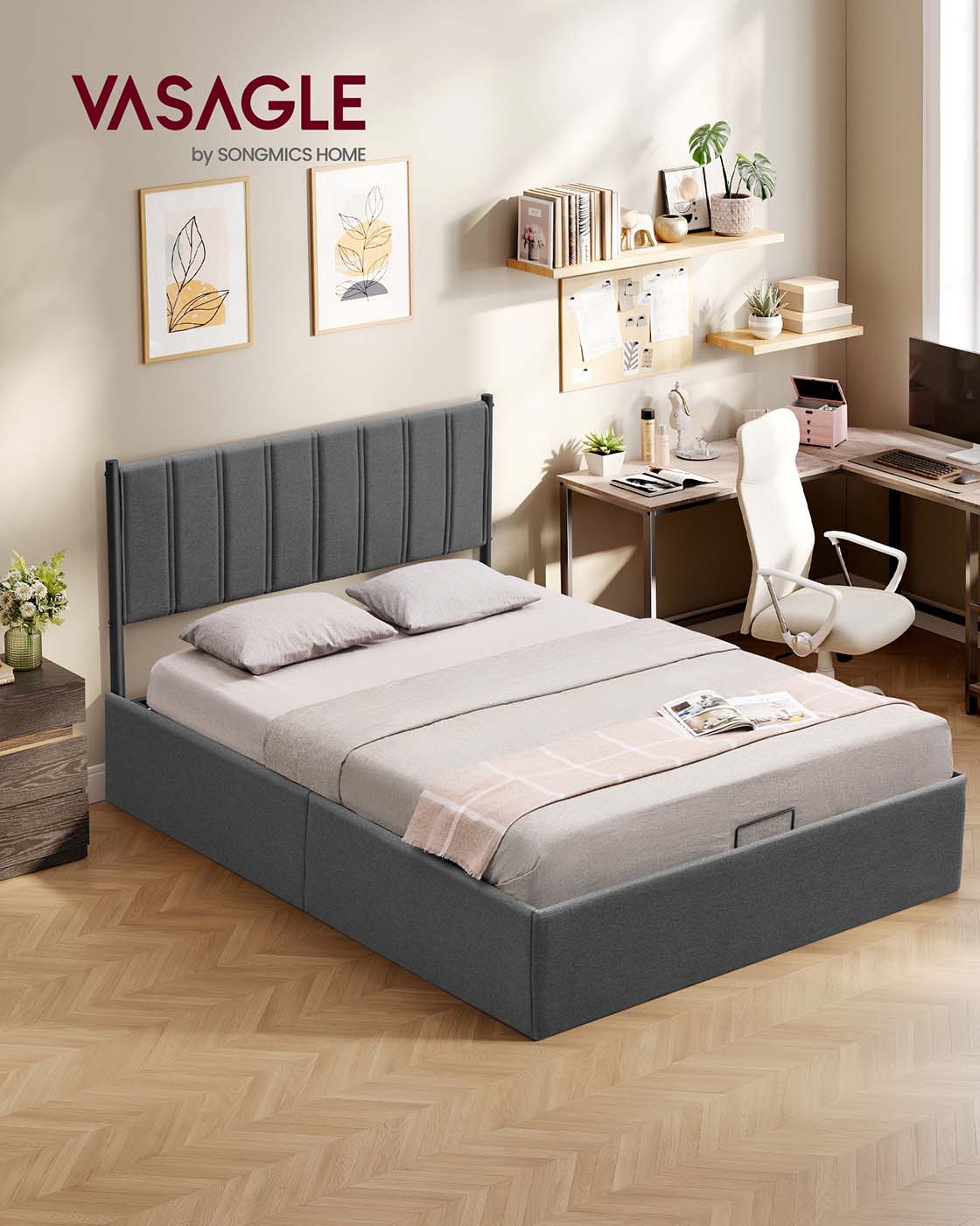Bedframe – Opvouwbare Lattenbodem – Opbergruimte Onder Bed – Slaapkamer