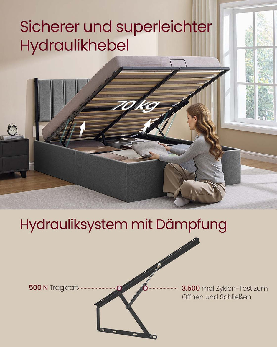 Bedframe – Opvouwbare Lattenbodem – Opbergruimte Onder Bed – Slaapkamer