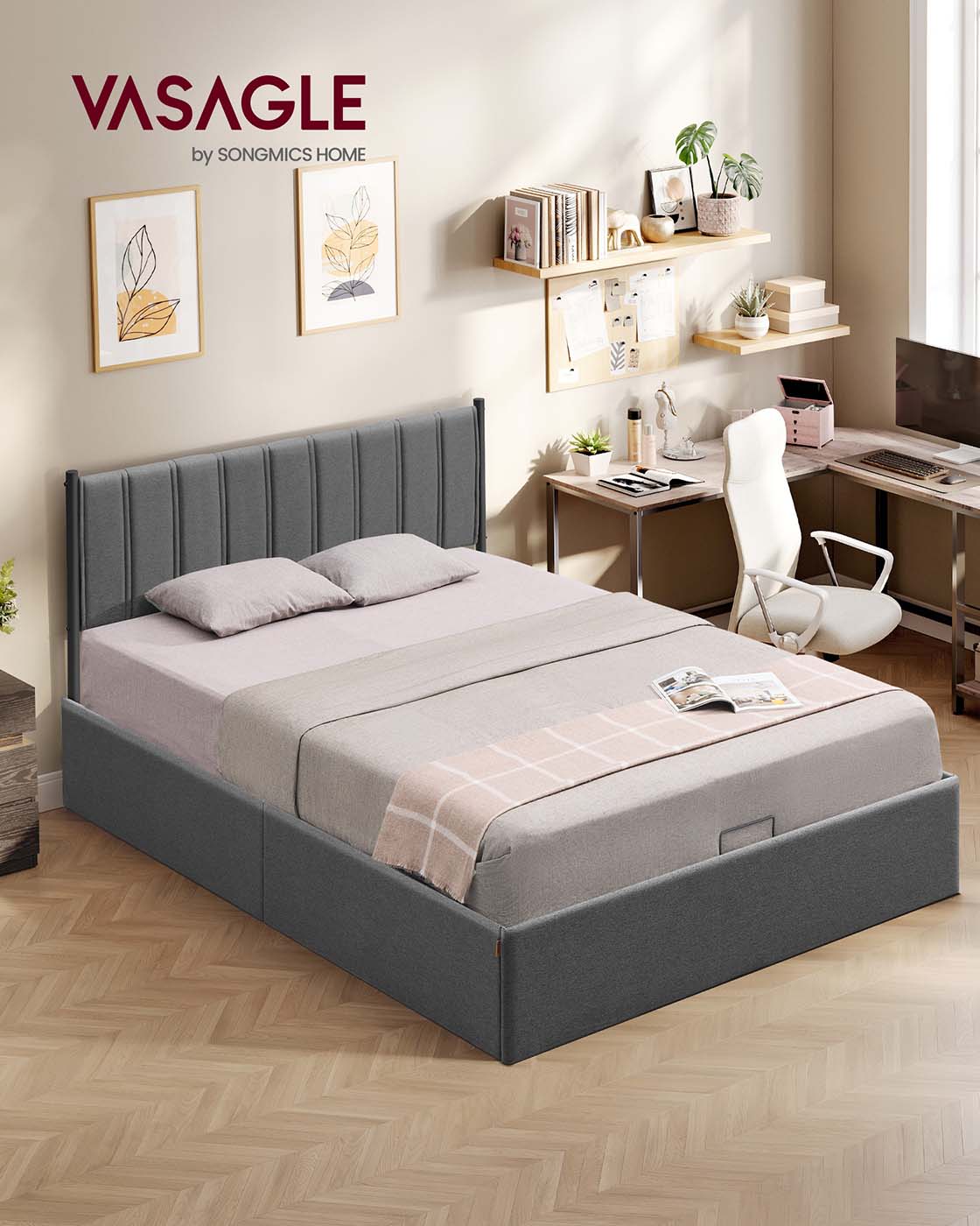 Bedframe – Opvouwbare Lattenbodem – Opbergruimte Onder Bed – Slaapkamer
