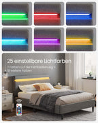 Metalen tweepersoonsbed met LED-verlichting donkergrijs