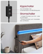 Metalen tweepersoonsbed met LED-verlichting donkergrijs