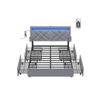 Tweepersoonsbedframe met hoofdbord – Staal – Leigrijs