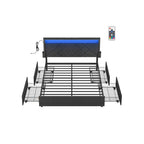 Tweepersoonsbedframe met hoofdbord – Staal – Leigrijs