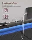 Tweepersoonsbedframe met LED en 4 lades leigrijs-mat zwart