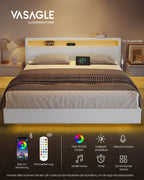 Bedframe 160×200 cm – met LED-verlichting en USB-laadstation