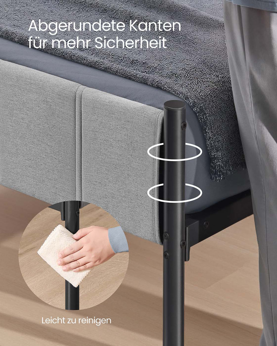 Eenpersoonsbedframe met stalen onderplaat - Duifgrijs