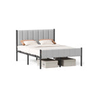 Eenpersoonsbedframe met stalen onderplaat - Duifgrijs