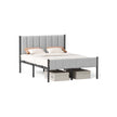 Eenpersoonsbedframe met stalen onderplaat - Duifgrijs