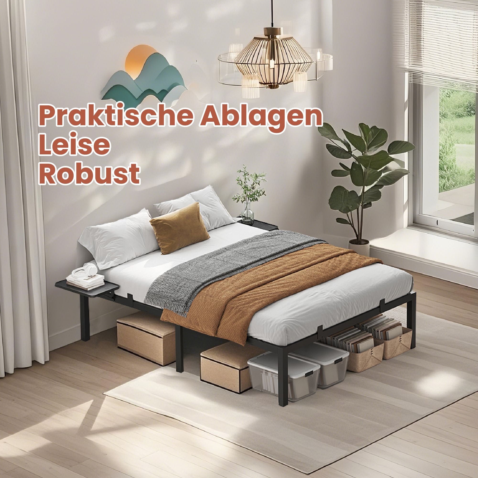 Bedframe – 140 x 190 cm, stevig metalen frame