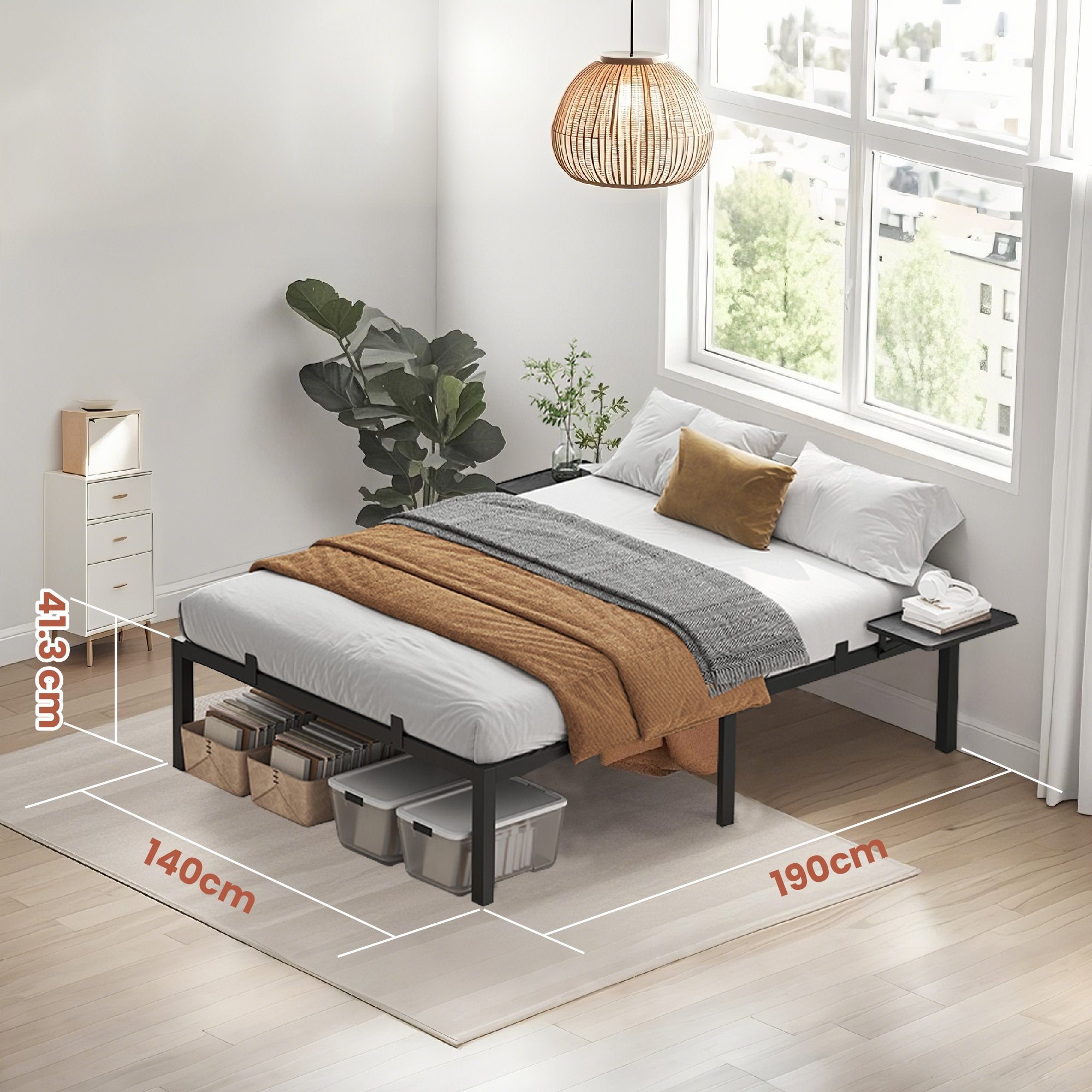 Bedframe – 140 x 190 cm, stevig metalen frame
