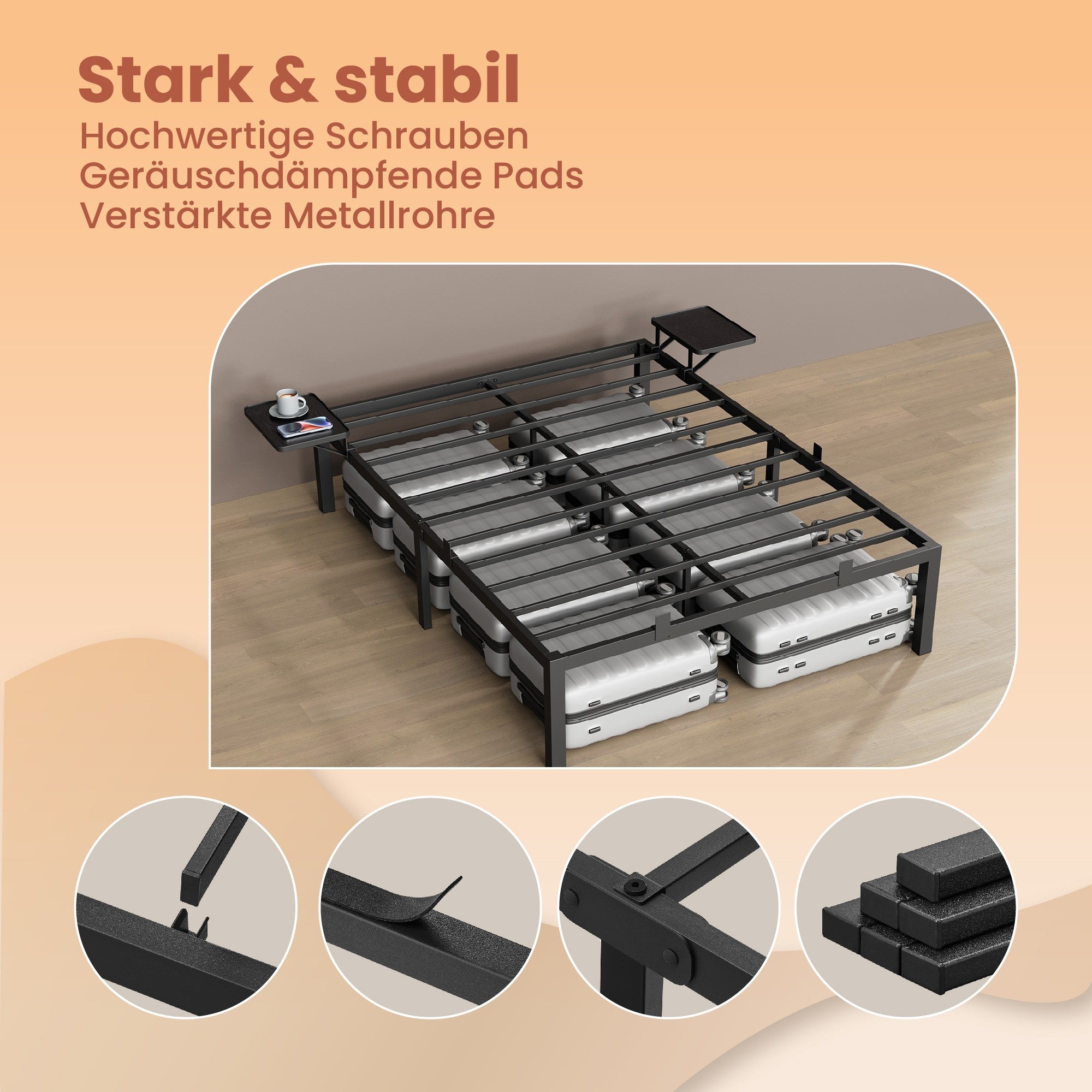 Bedframe – 140 x 190 cm, stevig metalen frame