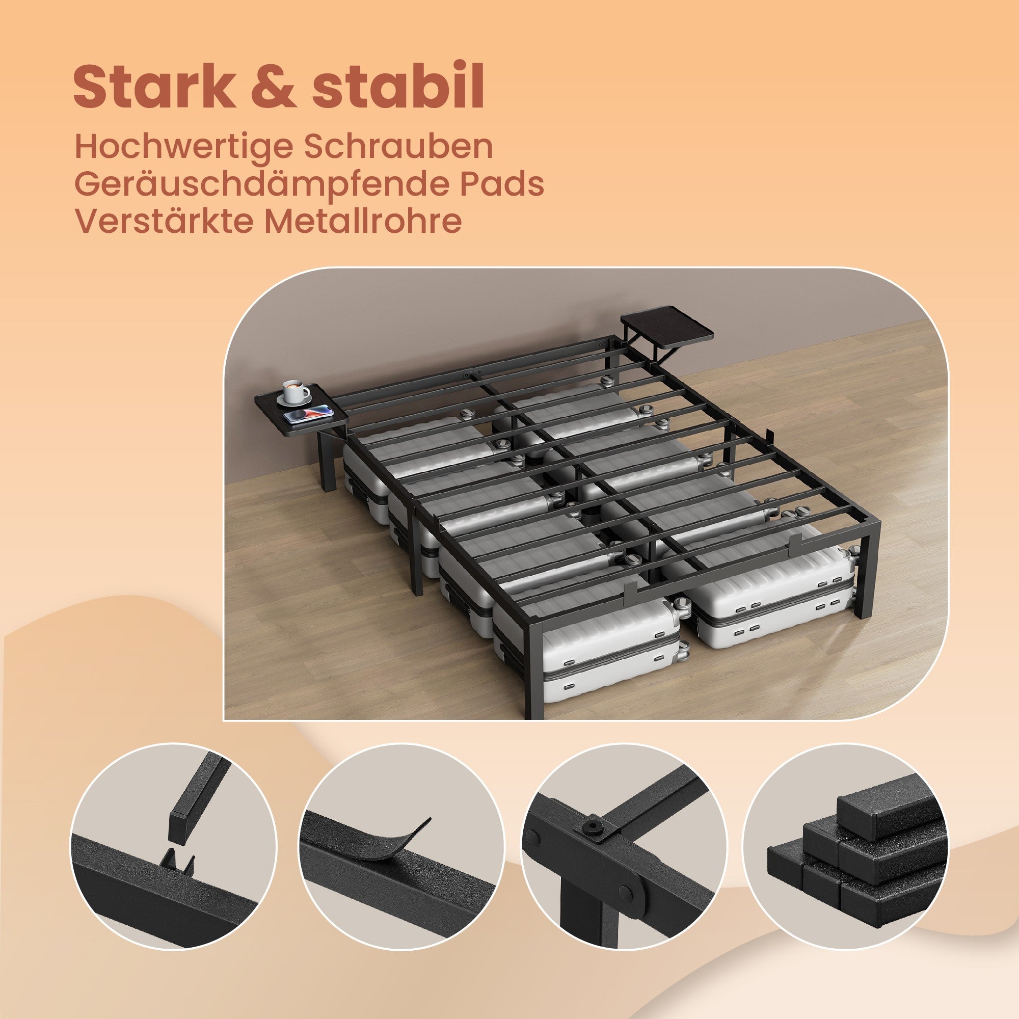 Bedframe – 160 x 200 cm, stevig metalen frame