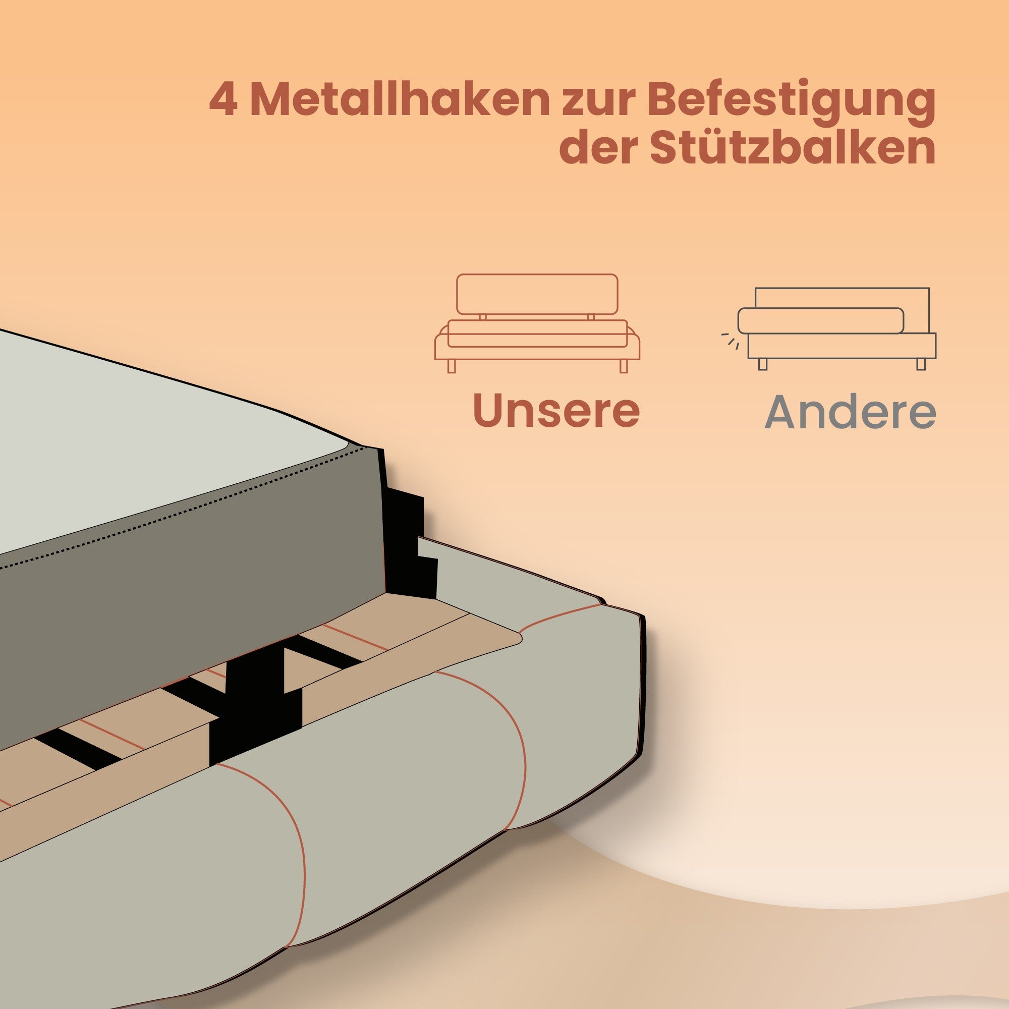 Bedframe – 160 x 200 cm, stevig metalen frame